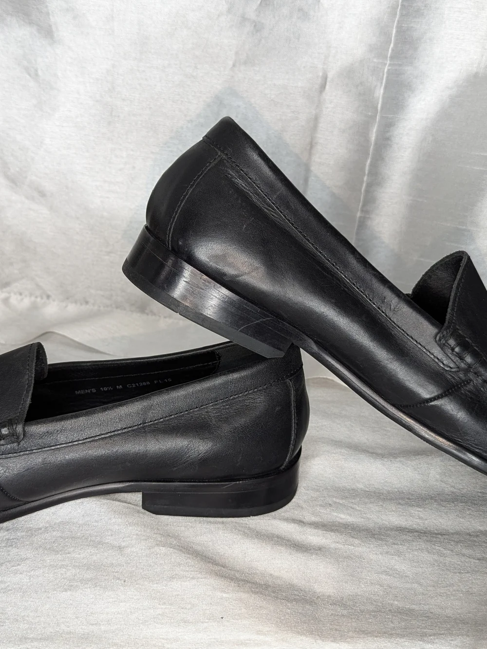 Cole Haan Men's Black Leather Slip-On Loafers Round Toe Rubber Sole US 10.5 M
